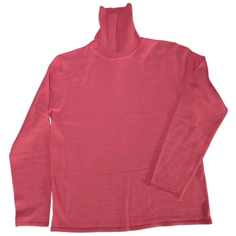 Dialogue Women Pink Turtleneck Sweater Medium Merino Wool Blend Knit Top